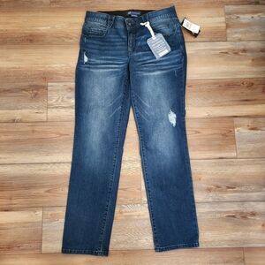 Democracy Jeans Womens 14W Blue Ab Solution Plus Straight Leg Denim NEW